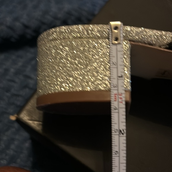 Jcrew glitter two strap sandals. Silver with black trim. - Picture 10 of 10